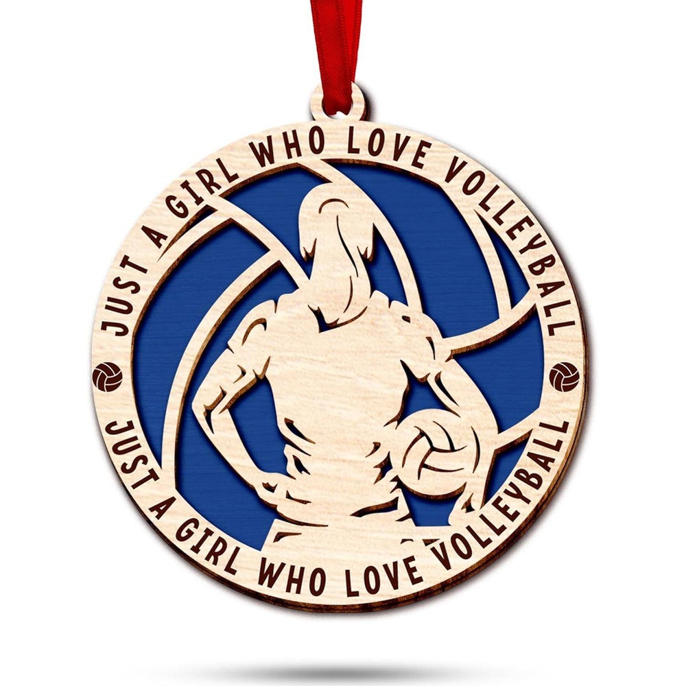Just A Girl Who Love Volleyball Wooden 2-Layer Christmas Ornament Gift Box